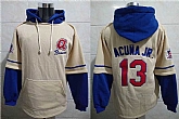 Atlanta Braves 13 Ronald Acuna Jr. Cream All Stitched Pullover Hoodie,baseball caps,new era cap wholesale,wholesale hats